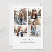 おしゃれなブルーボウリボン4写真卒業パーティー 招待状 (裏面)