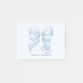 おしゃれなブルーボウ　名前のイニシャル入り ポストイット (正面)
