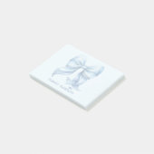 おしゃれなブルーボウ　名前のイニシャル入り ポストイット (アングル)