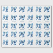 おしゃれなブルーボウ　名前のイニシャル入り ラッピングペーパー (フラット)