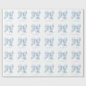 おしゃれなブルーボウ 名前のイニシャル入り ラッピングペーパー (フラット)