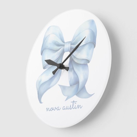 おしゃれなブルーボウ 名前のイニシャル入り ラージ壁時計 (傾斜)