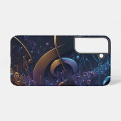 おしゃれなブルーミュージカルノート SAMSUNG GALAXYケース (裏面横)
