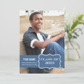 おしゃれなブルーラベル クラス オブ 2013 卒業カード 招待状 (スタンド正面)