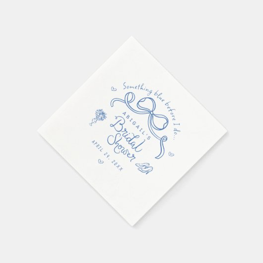 おしゃれなブルー♪私の結婚式前の遊び心あふれるブライズシャワー スタンダードカクテルナプキン (角)