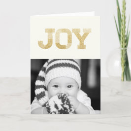 おしゃれなブロックフォント ゴールドグリッター 喜び 現代のホリデー シーズンカード