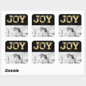 おしゃれなブロックフォント ゴールドグリッター 喜び 現代のホリデー スクエアシール (シート)