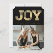 おしゃれなブロックフォント ゴールドグリッター 喜び 現代的なホリデー シーズンカード (正面)