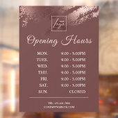 おしゃれなブロンズのビジネスロゴ営業時間ステッカー ウィンドウサイン (シート2)
