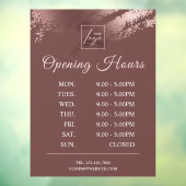 おしゃれなブロンズのビジネスロゴ営業時間ステッカー ウィンドウサイン (シート3)