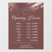 おしゃれなブロンズのビジネスロゴ営業時間ステッカー ウィンドウサイン (シート)