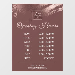 おしゃれなブロンズのビジネスロゴ営業時間 ウィンドウサイン