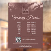 おしゃれなブロンズ ビジネス 営業時間 ロゴ QR コード ウィンドウサイン (シート2)