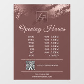 おしゃれなブロンズ ビジネス 営業時間 ロゴ QR コード ウィンドウサイン (シート)