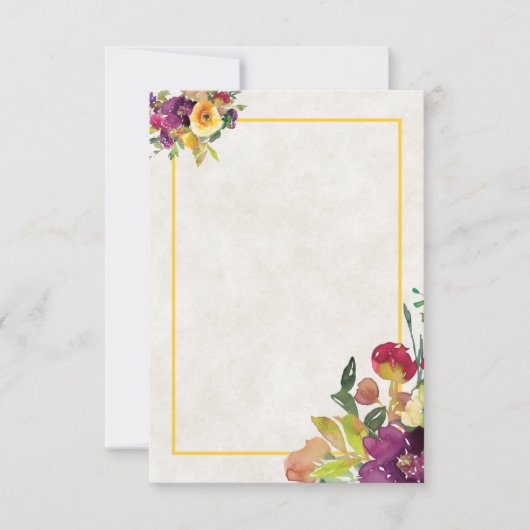 おしゃれなブーゲンビリアと黄色の花のウェディング招待状 招待状 (正面)