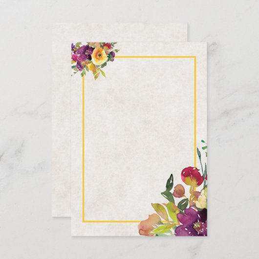 おしゃれなブーゲンビリアと黄色の花のウェディング招待状 招待状 (正面/裏面)