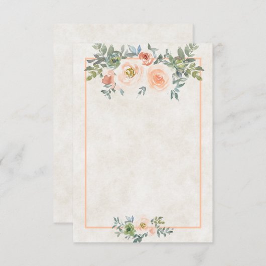 おしゃれなブージュ  ブラッシュとグリーンの花柄結婚式招待状 招待状 (正面/裏面)