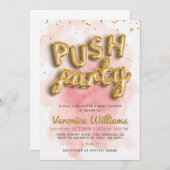 おしゃれなプッシュパーティー モダン ベビーシャワー 招待状 (正面/裏面)