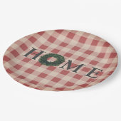 おしゃれなプレイド「HOME」タイポグラフィー ファームハウススタイル 装飾 ペーパープレート (アングル)