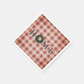 おしゃれなプレイド「HOME」タイポグラフィー ファームハウス カントリー スタンダードカクテルナプキン (角)