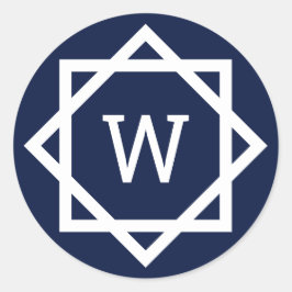 おしゃれなプレッピー グラフィック ボーダー モノグラム ラウンドシール