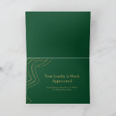 おしゃれなプロフェッショナルグリーン/ゴールドビジネス サンキューカード (内部)
