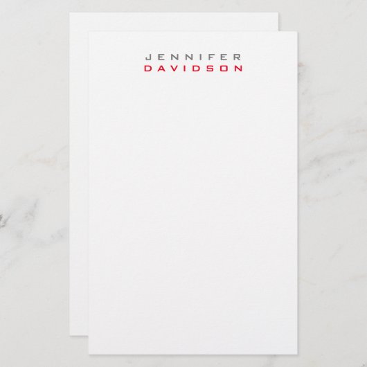 おしゃれなプロフェッショナル 現代の名前 便箋 (正面/裏面)