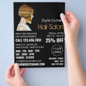 おしゃれなヘアカット、ヘアスタイリスト、ヘアサロン広告 チラシ (手)