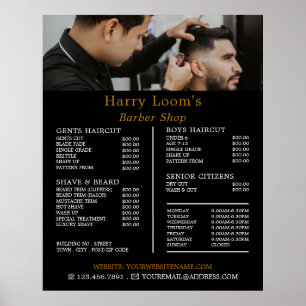 おしゃれなヘアカット、メンズバーバー料金表 ポスター