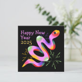 おしゃれなヘビのお正月黒いグリーティング カード (スタンド正面)