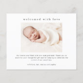 おしゃれなベイビーの写真と感謝の出産報告 (裏面)