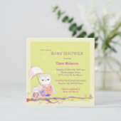 おしゃれなベイビーグリーンオウルベイビーシャワー 招待状 (スタンド正面)