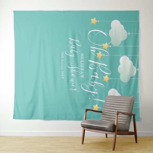 おしゃれなベイビーシャワーのきらきら星の写真撮影用背景 タペストリー (インサイチュ(横))