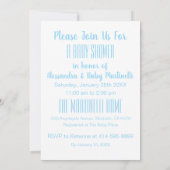 おしゃれなベイビーシャワーのためのミニマルブルー 招待状 (裏面)