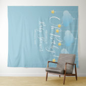 おしゃれなベイビーシャワーの青い写真撮影用背景シートがとってもキュート タペストリー (インサイチュ(横))