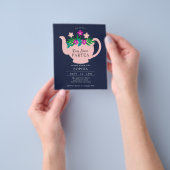 おしゃれなベイビーシャワーティーパーティー招待状 チラシ (手)