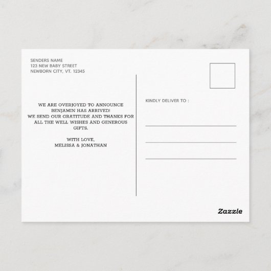 おしゃれなベイビー カスタム 4 枚の写真 出生発表 ポストカード (裏面)