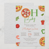 おしゃれなベイビー ピザ パシフィア Chic ベイビー シャワー 招待状 (正面/裏面)