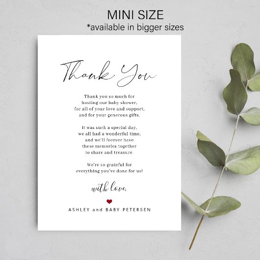おしゃれなベビーシャワーのお礼メッセージ ノートカード