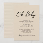 おしゃれなベビーシャワーのスクリプト 現代の招待状 招待状 (正面/裏面)