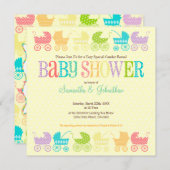 おしゃれなベビーシャワー招待状（性別発表） 招待状 (正面/裏面)