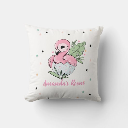 おしゃれなベビーフラミンゴ、星、プリンセス    クッション (正面)