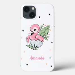 おしゃれなベビーフラミンゴ、星、プリンセス iPhone 13ケース
