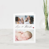 おしゃれなベビー3枚写真コラージュ　感謝を伝えるカード ノートカード (正面)