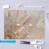 おしゃれなベージュのほんのりピンクのボヘミアンフラワー 薄葉紙 (クラフト)