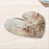 おしゃれなベージュのチークとフラワーのボヘミアンスタイル ペーパーコースター (アングル)