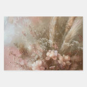 おしゃれなベージュのブッシュ ボヘミアンフラワープリント ラッピングペーパーシート (正面3)