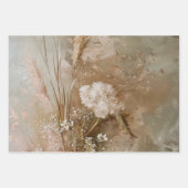 おしゃれなベージュのブッシュ ボヘミアンフラワープリント ラッピングペーパーシート (正面2)