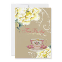 おしゃれなベージュの芍薬の水彩花イラストの結婚前お披露目パーティー