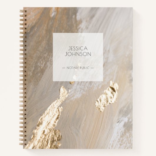 おしゃれなベージュゴールドの水彩名刺 公証人 ノートブック (正面)